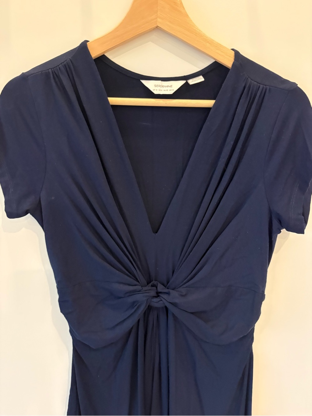Seraphine Navy Knot-Front Maternity Dress - Picture 3 of 6